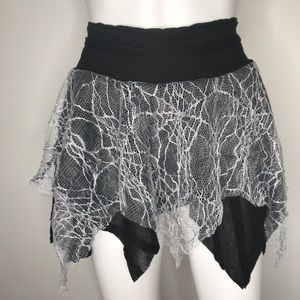 Trixy Xchange Gray Spiderweb Fishnet Skirt Small